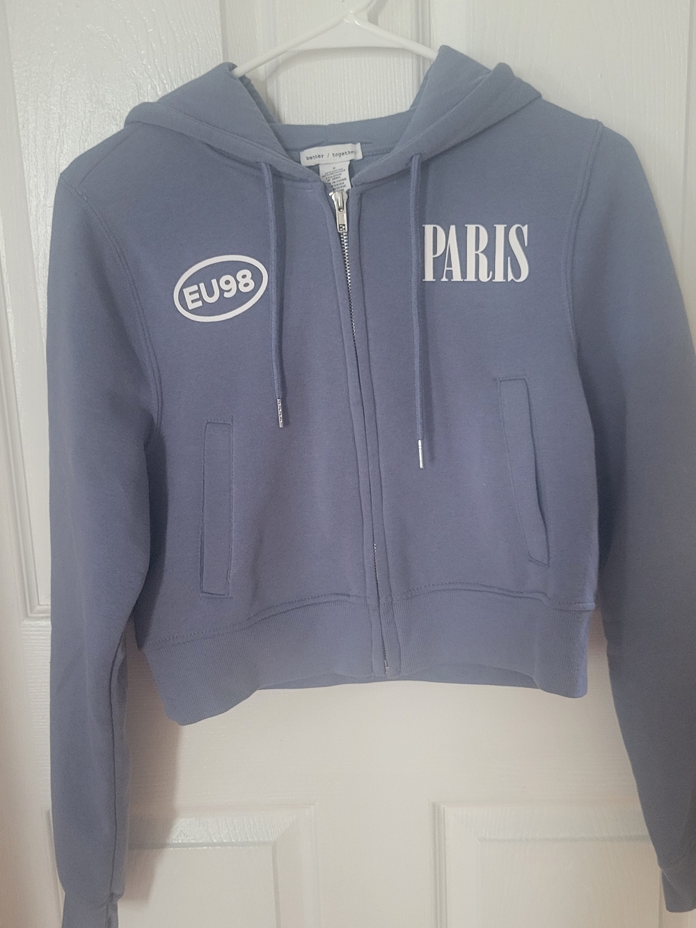 Paris Graphic Zip-Up Hoodie - Dusty Blue